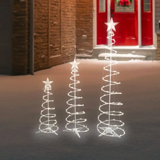 Northlight LED Lighted Outdoor Spiral Christmas Cone Trees 3' 4' and 6' - Warm White Lights - Set of 3 {1}