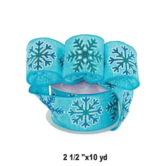 Blue Snowflake Christmas Ribbon 10 Yards x 2.5 Inches 1 Roll {1}
