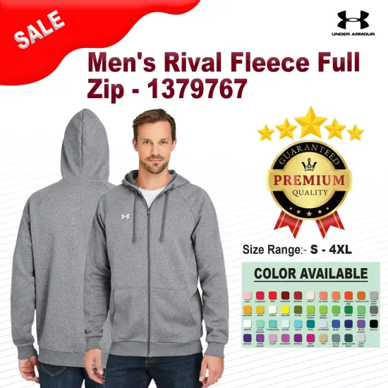 Under Armour&reg; Men's Rival Fleece Full Zip Cs gr lh/ wh {2}