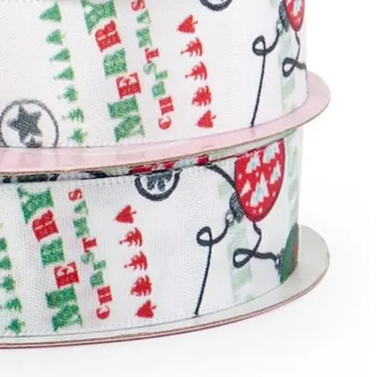 Christmas Print Ribbon 25 Yards x 7/8 Inch 1 Roll {5}