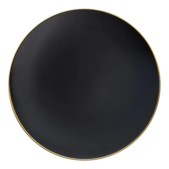 Black with Gold Rim Organic Round Disposable Plastic Dinner Plates - 10.25" (120 Plates) {2}