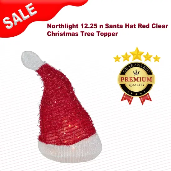 Northlight 12.25 n Santa Hat Red Clear Christmas Tree Topper {1}