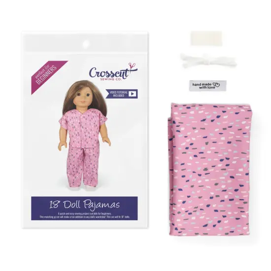 Crosscut Sewing Co.&reg; Doll Pajama Sewing Project Kit - Beginner Friendly DIY Sewing Kit Pink rain {6}