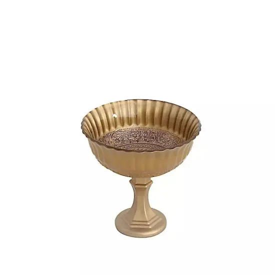 Gold 7 in Metal Compote VASE Roman Style Flower Pedestal Pot Party Decorations {1}