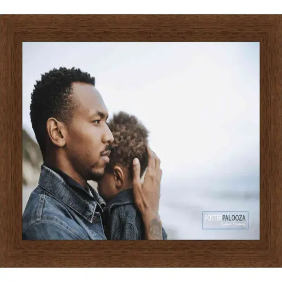 Square Simple Brown Picture Frame - UV Acrylic, Foam Board Backing, Hanging Hardware {4}