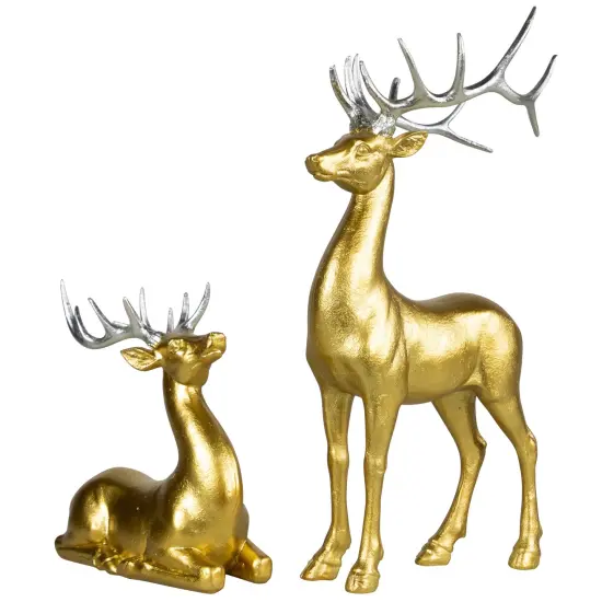 Northlight Standing and Sitting Reindeer Christmas Figures - Gold - Set of 2 {6}