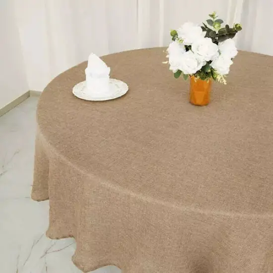 90-Inch NATURAL Round Faux Burlap Tablecloth Tablecloth Wedding Decorations {5}