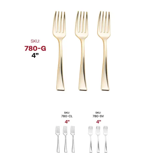 Shiny Metallic Gold Mini Plastic Disposable Tasting Forks (600 Forks) {6}