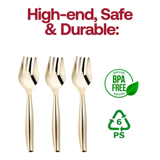 Gold Disposable Plastic Serving Forks (60 Serving Forks) {4}