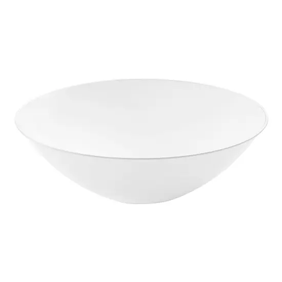 White with Silver Rim Organic Round Disposable Plastic Soup Bowls - 16 oz. (120 Bowls) {1}