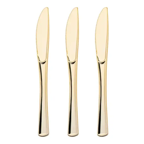 Shiny Metallic Gold Plastic Knives (600 Knives) {2}