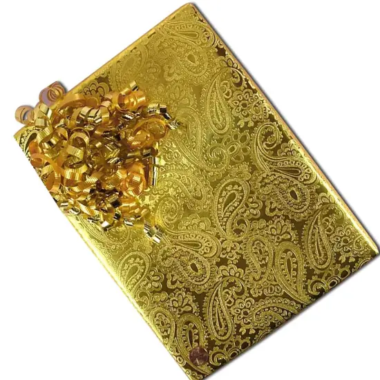 Gold Paisley Embossed Metallic Wrapping Paper 30" x 417" Roll {3}