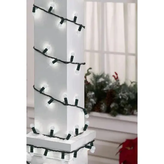 70 LED Indoor Outdoor G12 Round Bulb Christmas String Lights Cool White {3}