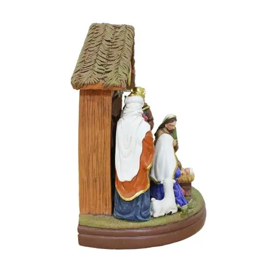 Radiant Nativity Scene Handcrafted Statue Figurine, 7" Birth of Jesus Christian Home Decoration {6}