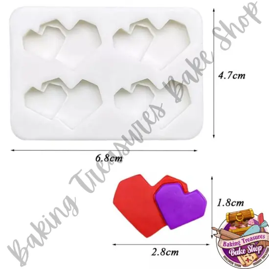 GeometricHeart Quad Silicone Mold {2}