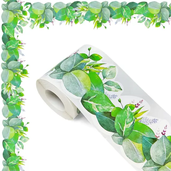 Wrapables 60 Feet Bulletin Board Borders, Adhesive Decorative Trim Stickers, Greenery {1}
