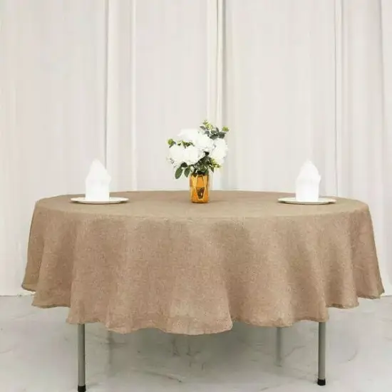 90-Inch NATURAL Round Faux Burlap Tablecloth Tablecloth Wedding Decorations {6}