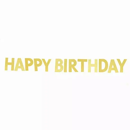 4 feet Gold Glittered Happy Birthday Paper Hanging Party GARLAND Events Supplies {1}