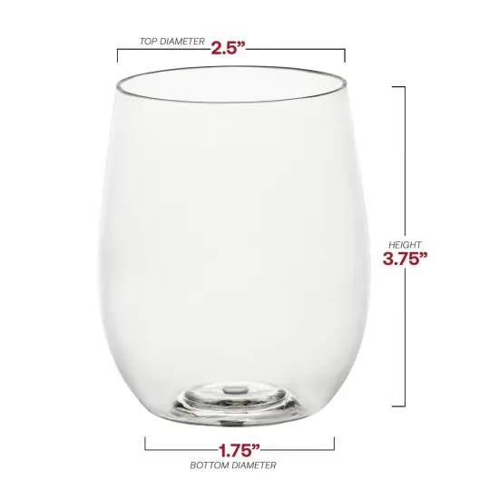 Clear Elegant Stemless Plastic Wine Glasses - 12 oz. (64 Glasses) {3}