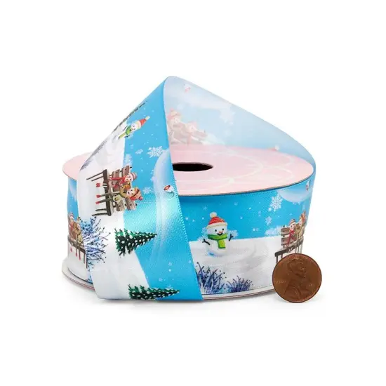 Christmas festival Satin Ribbon 25 Yards x 1.5 Inches 1 Roll Christmas Scene {2}