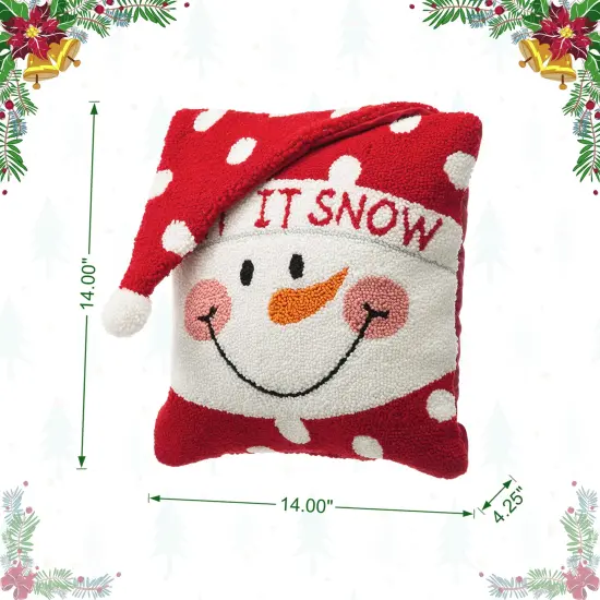 Set of 2 13.98"L Hooked 3D Snowman/Santa Pillows 2pk Snowman {4}