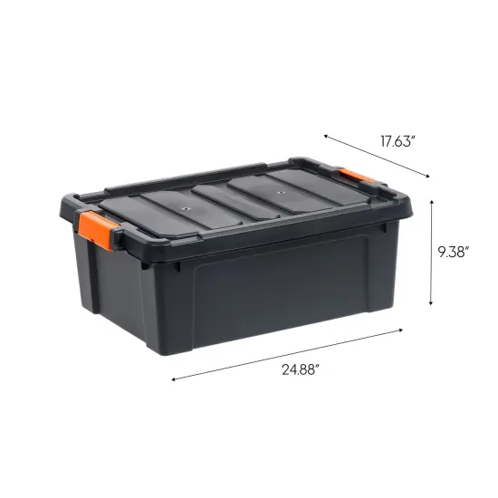 IRIS USA 12 Gal. Plastic Storage Bins with Lids, Latching Totes, Heavy Duty Containers Black {5}
