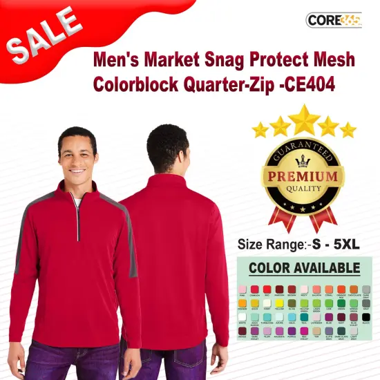CORE365&reg; Men's Market Snag Protect Mesh Colorblock Quarter Zip TRU ROYAL/ CRBN {2}