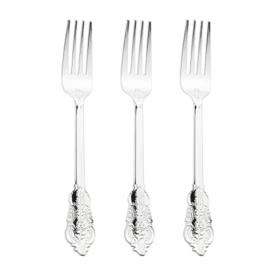 Shiny Baroque Silver Plastic Forks (600 Forks) {2}