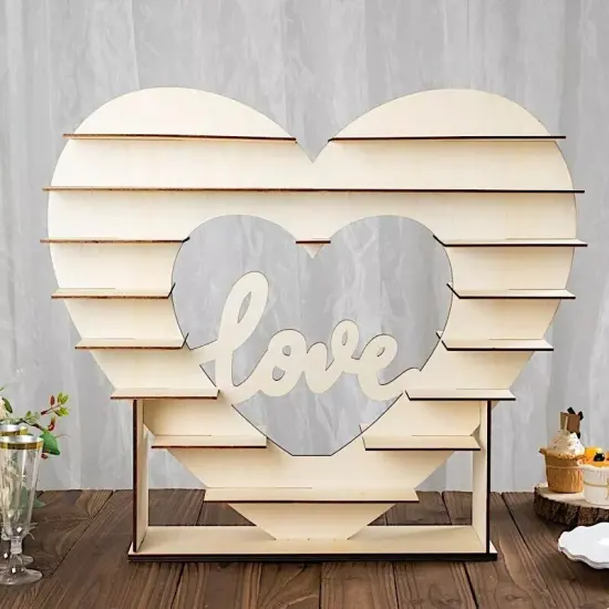 26 in Natural 8 Layer Double Sided Wooden Heart Cupcake DESSERT STAND Events {3}