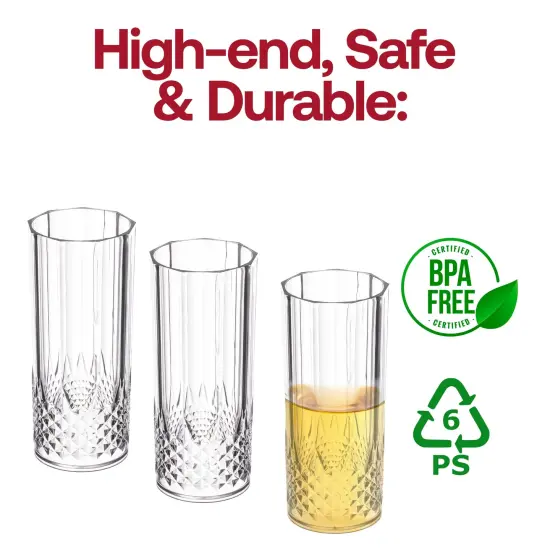 Clear Crystal Cut High Ball Plastic Glasses - 14 oz. (48 Glasses) {4}