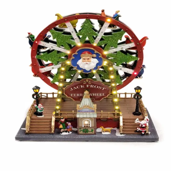 Santa's Carousel Christmas Miniature. Ferry Wheel Christmas Village. Jack Frost Christmas Carousel {1}