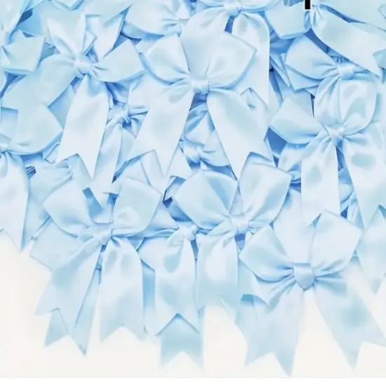 12 Ct Light Blue Bow Satin Ribbon {1}