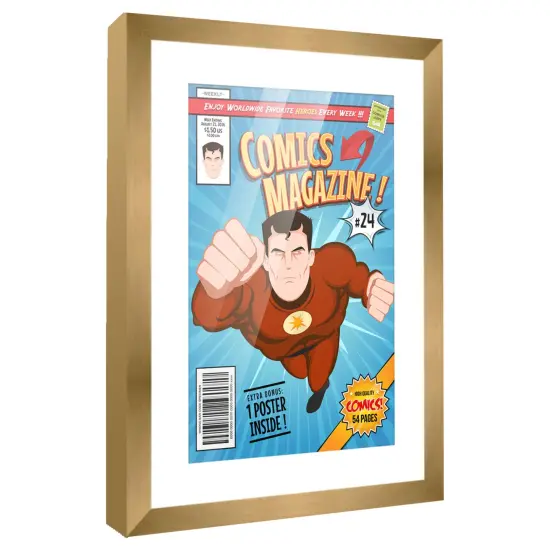 Comic Book Display Frame for Bronze Age Comics Published Between 1970 and 1985 - Bronze Wood Comic Frame With White Mat for 7.25x10.5 Comic, 18 Frame Sizes {2}