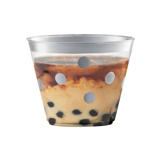 Clear with Silver Dots Round Disposable Plastic Party Cups - 9 oz. (240 Cups) {2}