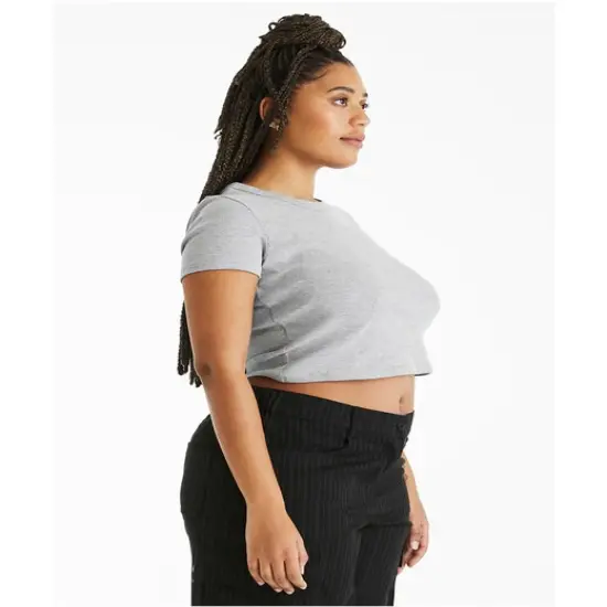 Bella + Canvas&reg; Ladies Micro Ribbed Baby Crewneck T-Shirt SOLID WHT BLEND {4}