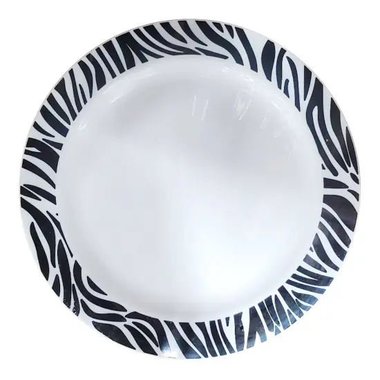 White with Black Zebra Design Round Disposable Plastic Appetizer/Salad Plates - 7.5" (120 Plates) {2}