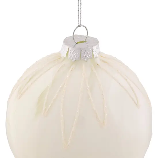 Northlight Starburst Glass Ball Christmas Ornament - 4" - Brushed White {4}