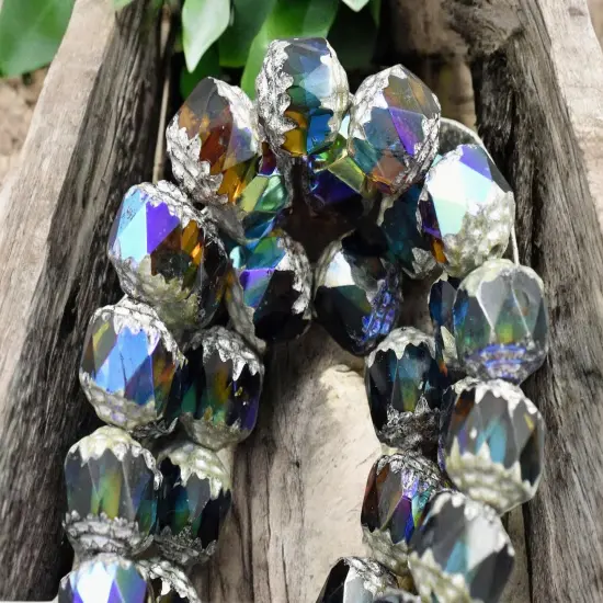 Antique Silver Washed Caribbean Dream AB Cathedral Beads - Choose Your Size {7}