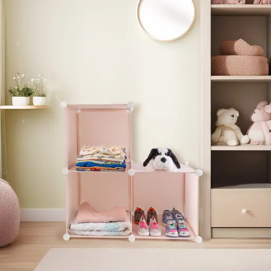 Smart Design 3 Cube Closet Organizer System- Pink {3}