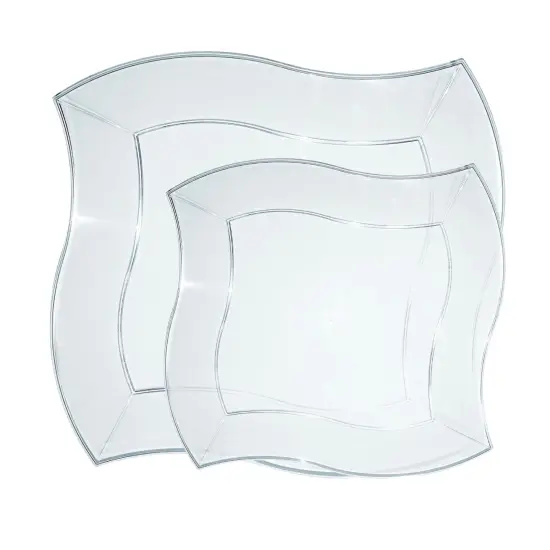 Clear Wave Plastic Dinnerware Value Set (120 Guests) {2}