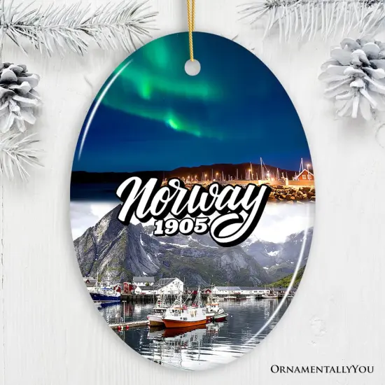 Charming Norway Ornament, Scandinavian Fjord Landmarks Christmas Gift and Oslo Souvenir {1}