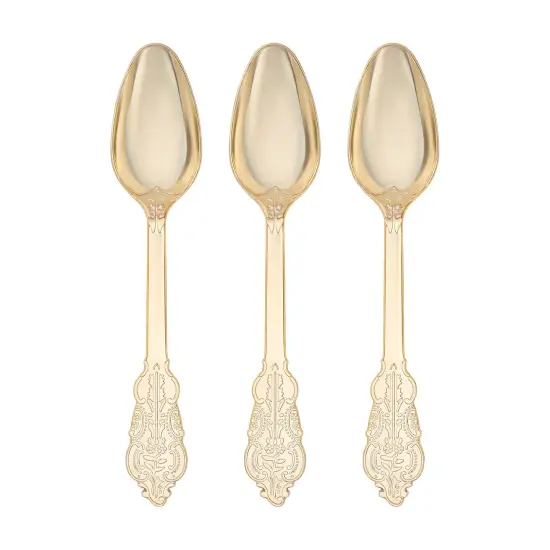 Shiny Baroque Gold Plastic Spoons (600 Spoons) {2}