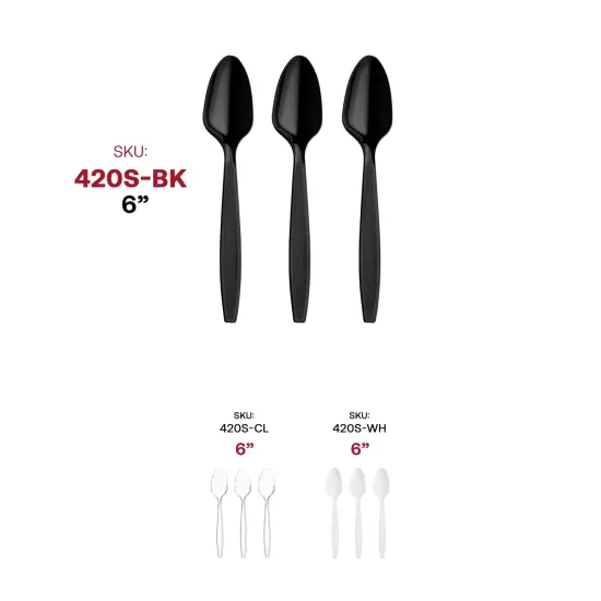 Black Plastic Disposable Spoons (1000 Spoons) {6}