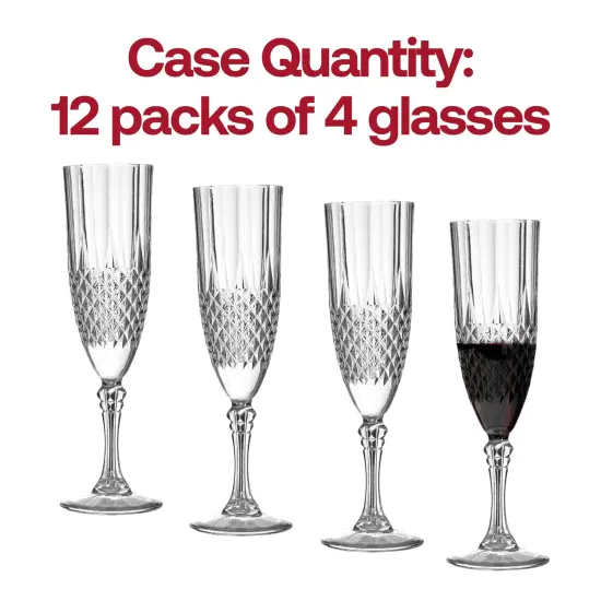 Crystal Cut Plastic Champagne Flutes - 8 oz. (48 Glasses) {5}
