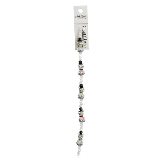 Crystal Lane DIY 7" Designer Holiday Glass Bead Mix Strand WhiteSparkly Snowmen {3}