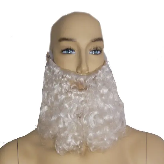 White Curly Beard adult mens Santa Christmas Halloween costume accessory {1}