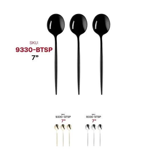 Solid Black Moderno Disposable Plastic Dessert Spoons (480 Spoons) {6}