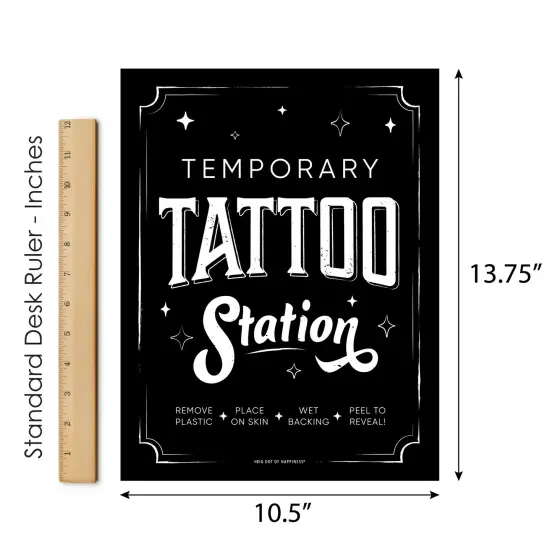 Big Dot of Happiness Temporary Tattoo Station Sign - Printed on Sturdy Plastic Material - 10.5 x 13.75 inches - Sign with Stand - 1 Piece {6}