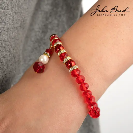 Crystal Lane DIY 7" Designer Holiday Glass Bead Mix Strand Red Santa Stack {2}