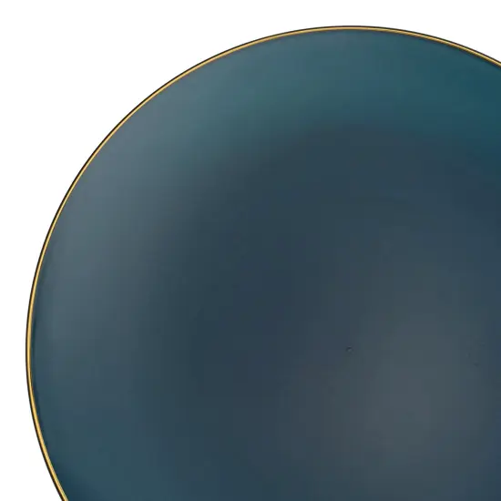 Navy with Gold Rim Organic Round Disposable Plastic Appetizer/Salad Plates - 7.5" (120 Plates) {1}